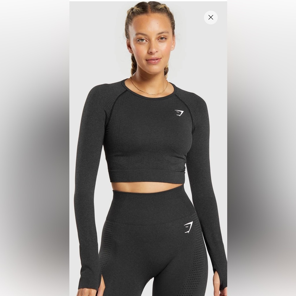 Gymshark Vital Seamless 2.0 Crop Top, black, size small